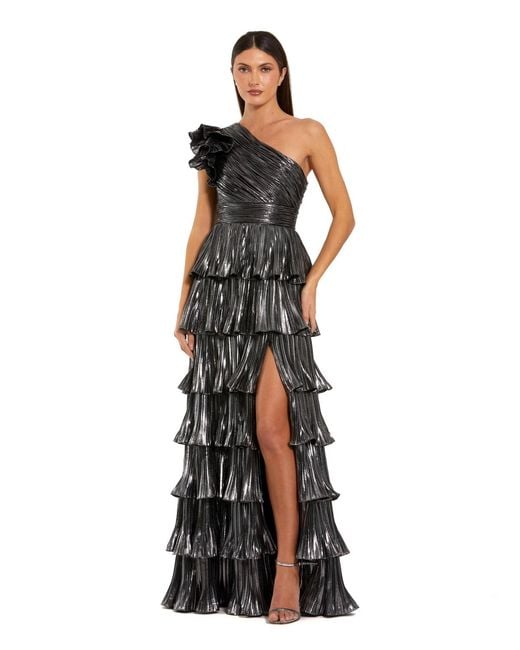 Mac Duggal Metallic One Shoulder Gown