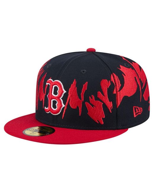 KTZ Navy/red Boston Red Sox Retro Pattern 59fifty Fitted Hat for men