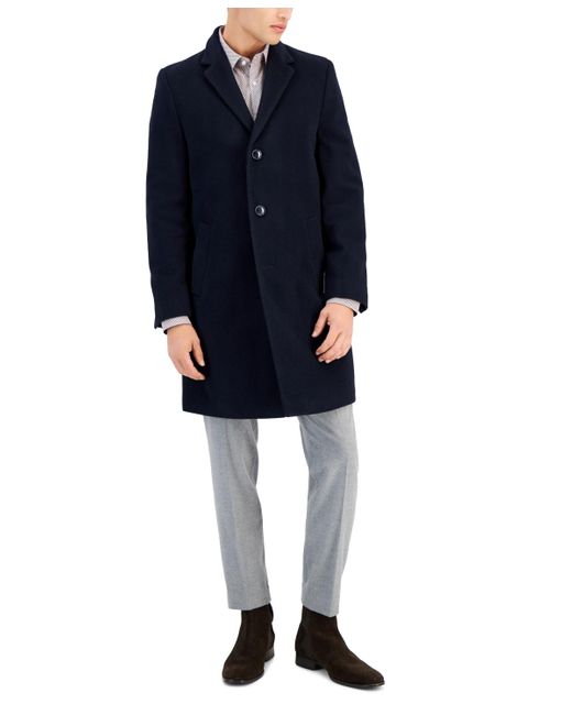 Nautica Blue Classic-fit Barge Solid Overcoat for men