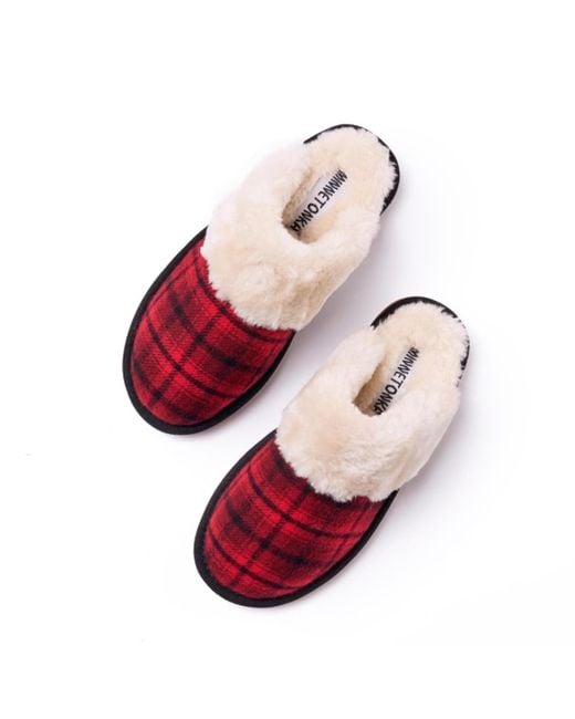 Minnetonka Red Carefree Scuff Slippers
