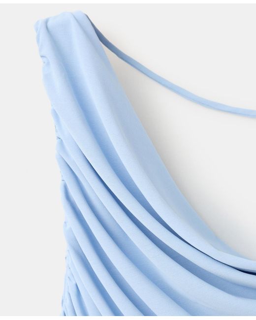 Mango Blue Open-back Draped Top