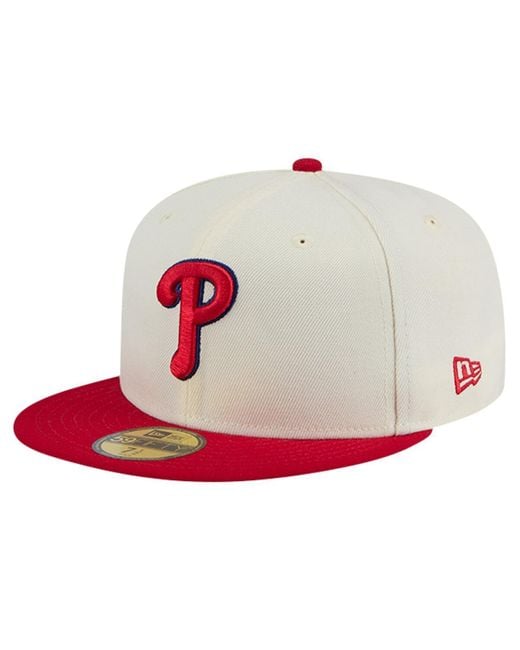 KTZ White Philadelphia Phillies Evergreen Chrome 59fifty Fitted Hat for men