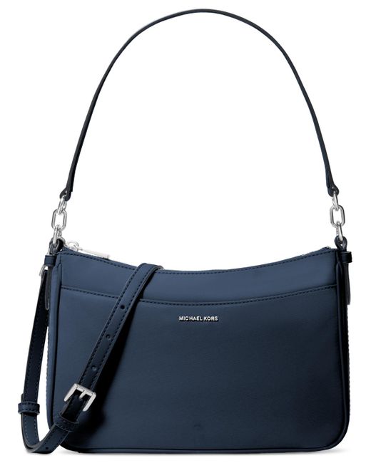 Michael Kors Blue Michael Jet Set Small Top Zip Nylon Pouchette Crossbody