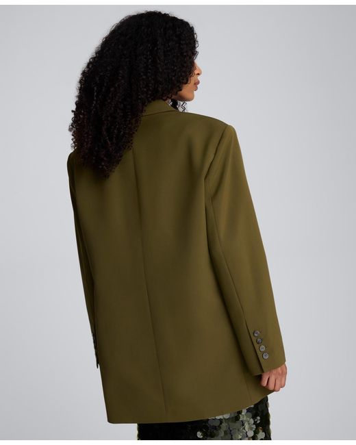 Kenneth Cole Green Luxe Stretch Twill Three-button Boyfriend Blazer