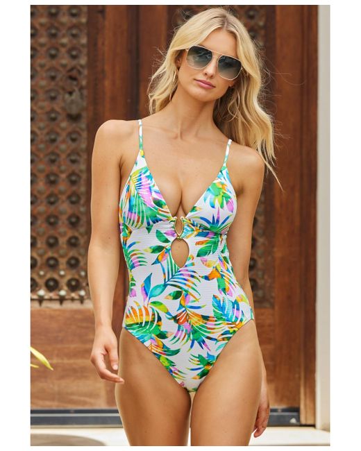 Becca Blue Isla Verde Tropical-print One-piece Swimsuit