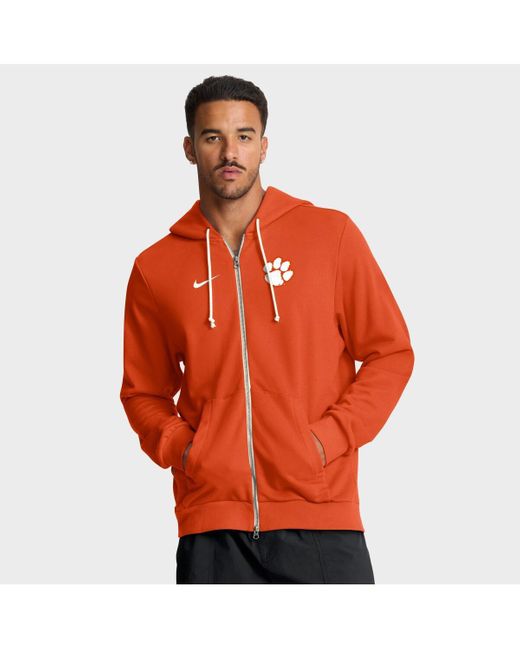 Nike Orange Clemson Tigers 2025 Sideline Standard Issue Dri-fit Full-zip Hoodie for men