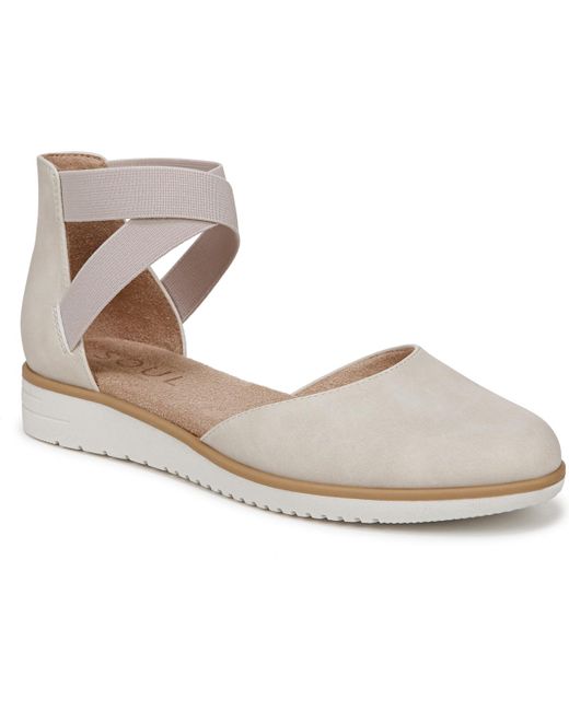 Naturalizer Women's White Intro Round Toe Slip On Low Wedge Flats