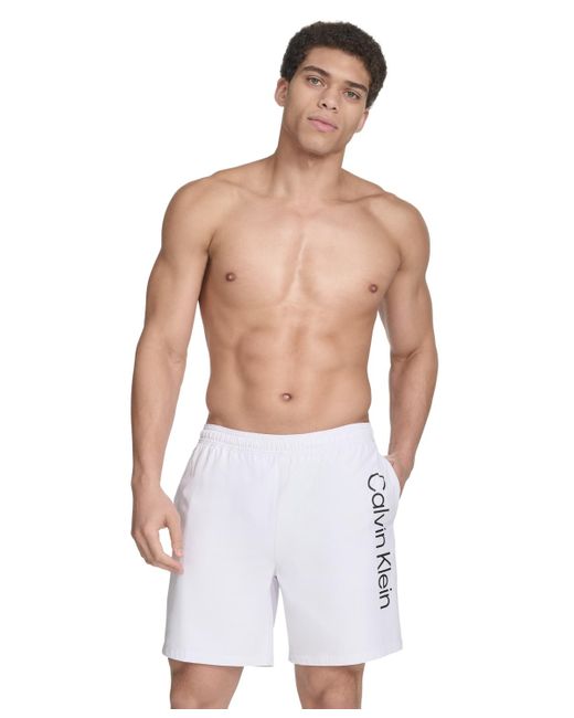 Calvin Klein White Regular-fit Quick-dry 5" Swim Trunks for men