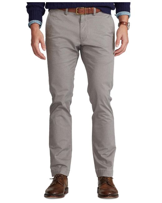 Polo Ralph Lauren Gray Stretch Slim Fit Chino Pants for men