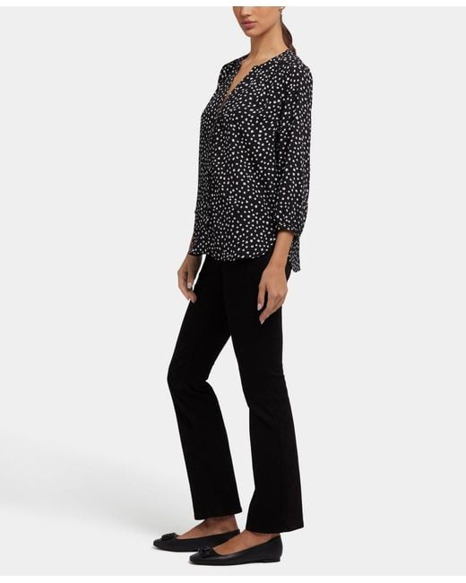 NYDJ Black Pintuck Split Neck Top