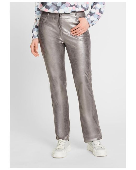 Olsen Gray Metallic Soft Leather Look Pant