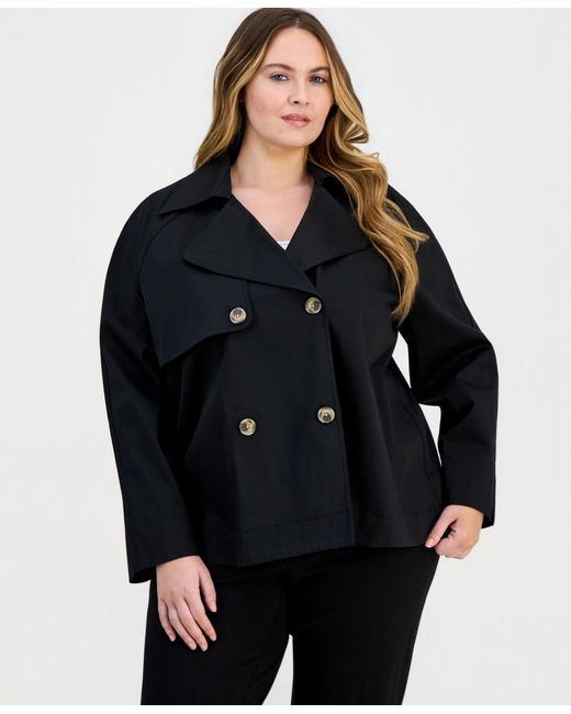 Anne Klein Essentials Black Plus Size Double-breasted Blazer