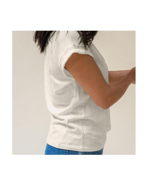 Poplinen Blue Plus Size Jane Cuffed Hemp Tee