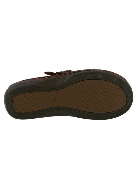 Spring Step Red Happy Multi-strap Leather Slip-on Clogs