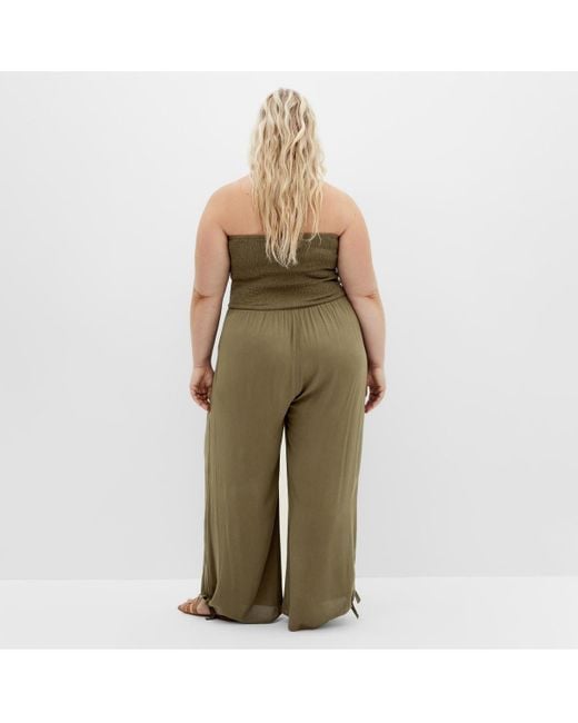 City Chic Green Plus Size Smocked Jumpsuit