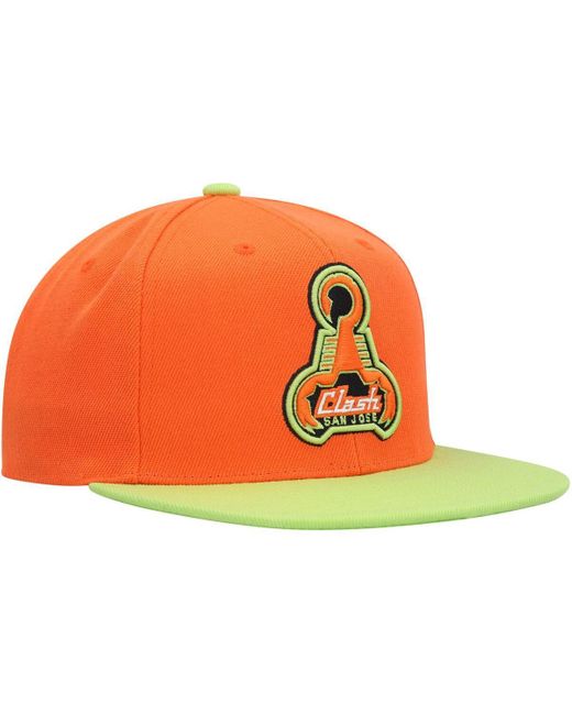 Mitchell & Ness Orange San Jose Earthquakes Throwback Logo Snapback Hat for men
