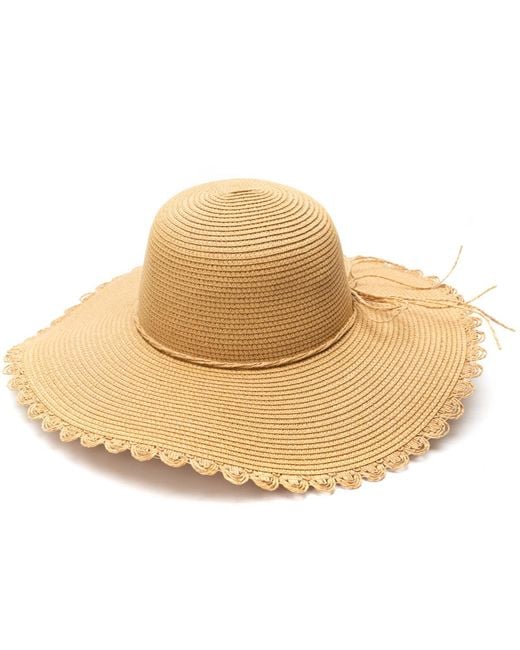 BCBGeneration Natural Lace Edge Straw Floppy Hat