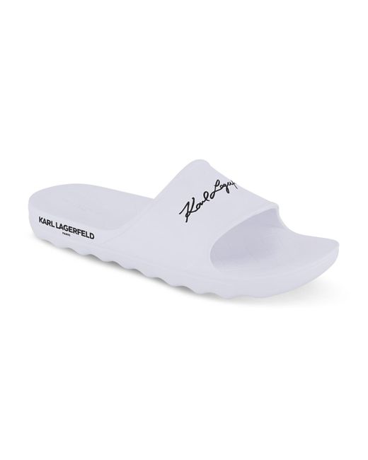 Karl Lagerfeld Men's White Paris One Piece Eva Pool Slide Sandal