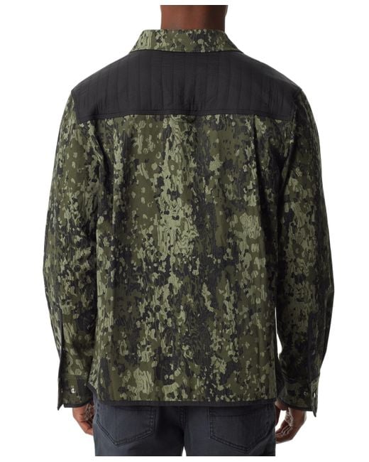 BASS OUTDOOR Gray Worker Standard-fit Stretch Camouflage Shirt Jacket for men
