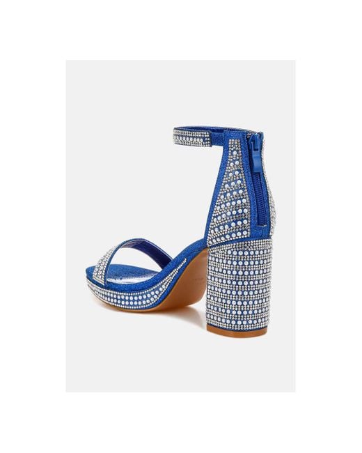 LONDON RAG Blue Mejuri Rhinestones And Pearl Embellished Sandals