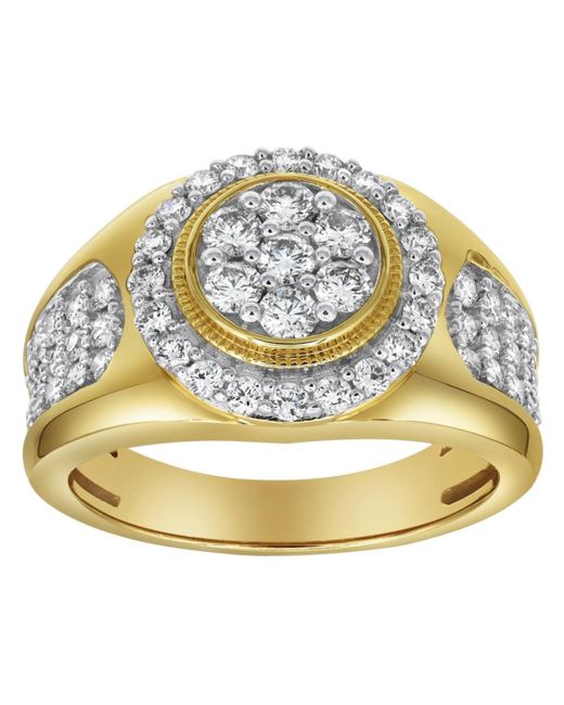 LuvMyJewelry Metallic Heavyweight Natural Certified Diamond 1.51 Cttw Round Cut 14k Gold Statement Ring for men