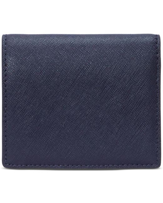 Ralph Lauren Blue Crosshatch Leather Compact Wallet