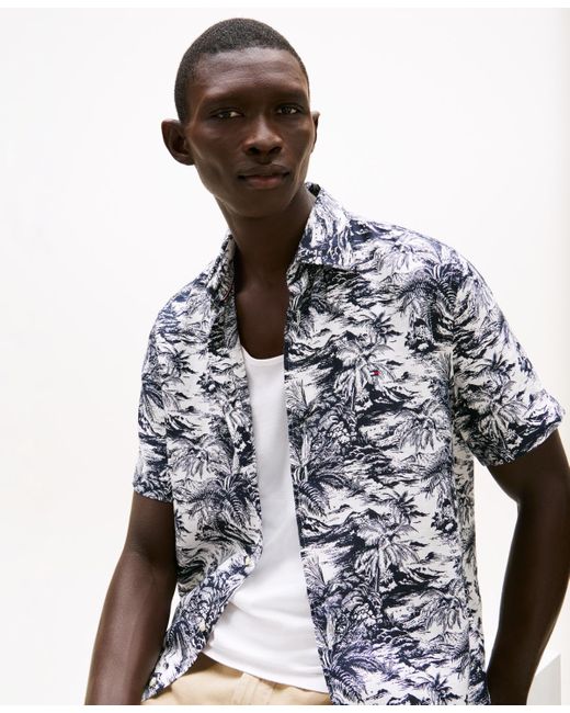 Tommy Hilfiger Multicolor Regular-fit Island Print Linen Shirt for men