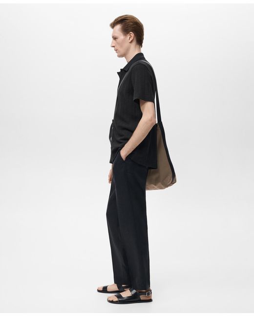 Mango Black Structured Knitted Shirt for men
