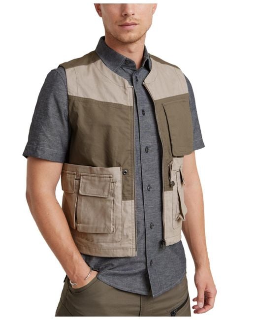 G-Star RAW Gray Colorblocked Vest for men