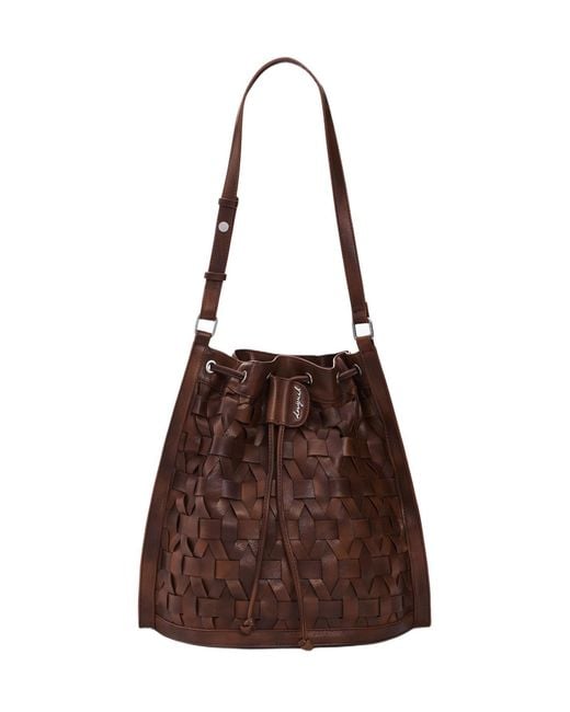 Desigual Brown Medium Braided Drawstring Backpack