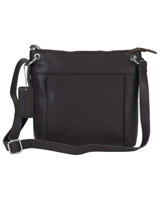 Mancini Black Pebble Trish Leather Crossbody Handbag