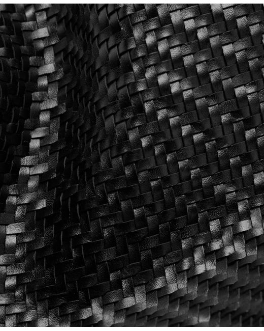 Mango Black Medium-sized Braided Bucket Bag
