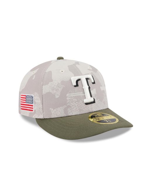 KTZ Multicolor Light Beige/olive Texas Rangers 2025 Armed Forces Day Low Profile 59fifty Fitted Hat for men