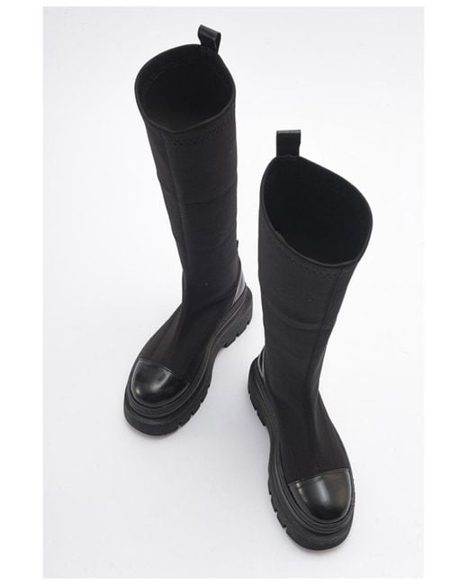 Prologue Shoes Black Celine Scuba Knee High Boot ()