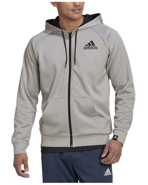 adidas Game And Go Performance Fleece Logo Hoodie in Gray for Men | Lyst