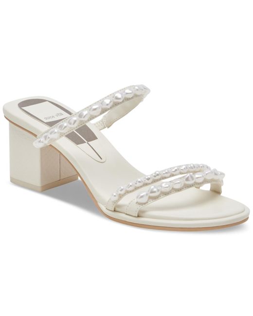 Dolce Vita White Tinker Pearl Low Embellished Dress Sandals