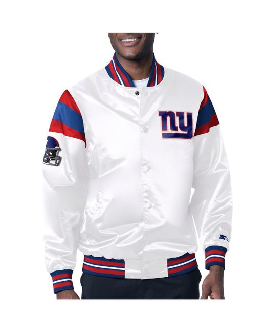 Starter White New York Giants Satin Full-snap Varsity Jacket for men