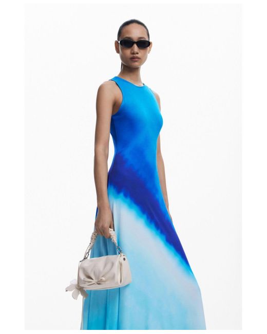 Desigual Blue Tie-dye Ruched Dress
