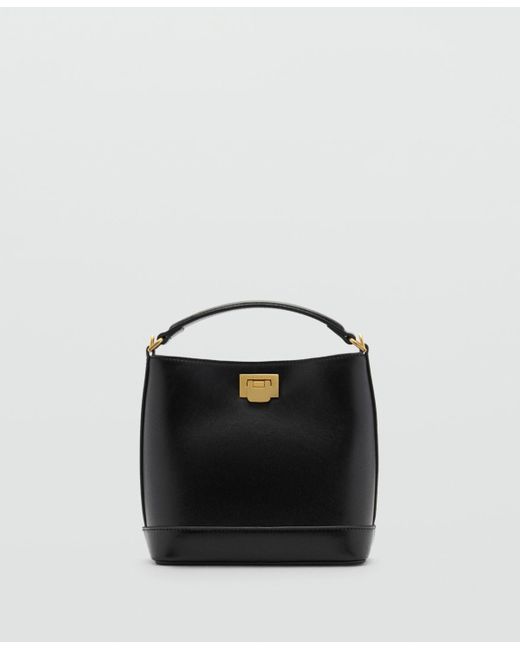 Mango Black Metallic Detail Mini Shopper Bag