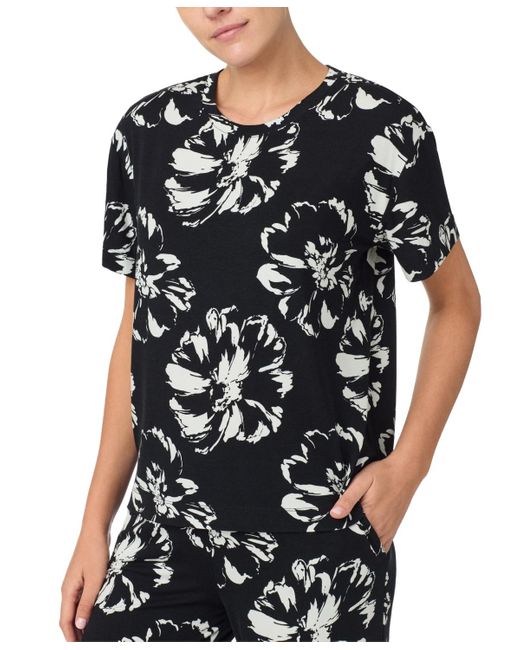 Sanctuary Black 2-pc. Knit Jersey Short-sleeve Long Pajama Set