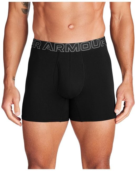 Under Armour Black 3-pack Cotton Performance Solid 6" Boxer Briefs for men