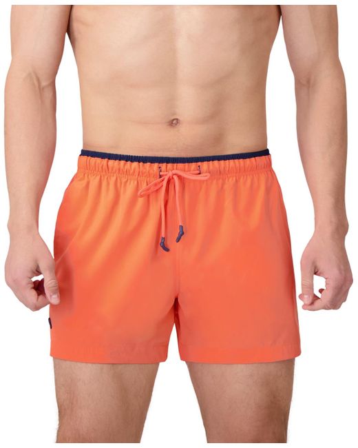Sunset and Vine Orange Solid Woven Swim Trunks for men