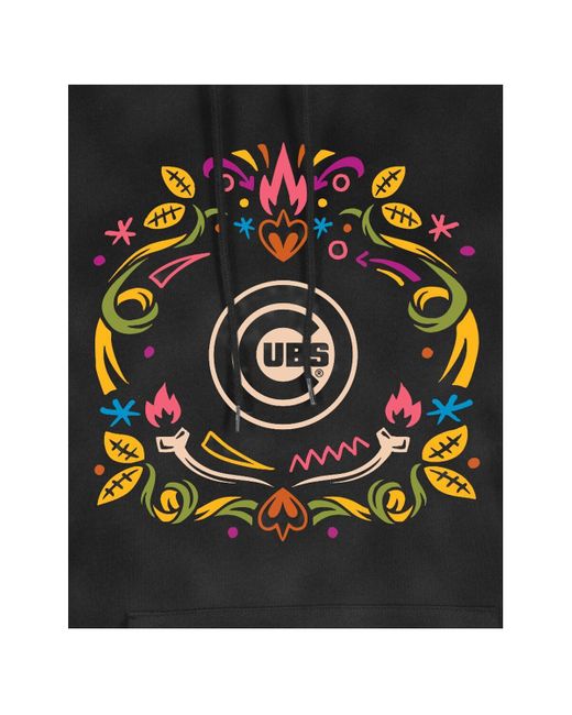 KTZ Black Chicago Cubs Dia De Muertos Mineral Wash Hoodie Sweatshirt