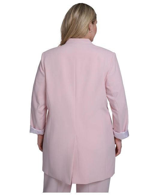 Calvin Klein Purple Plus Size Open-front Notch Collar Jacket