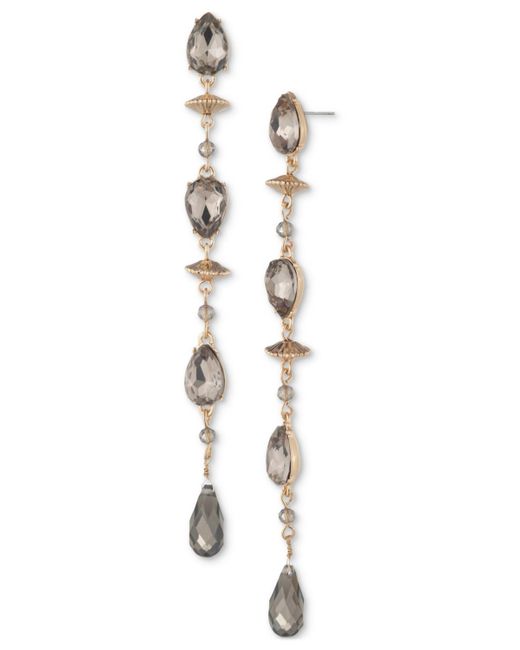 Ralph Lauren White Crystal Beaded Linear Drop Earrings