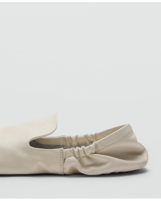 Mango White Leather Gathered Shoes
