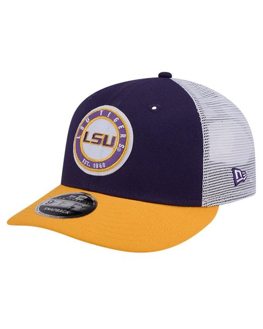 KTZ Blue Lsu Tigers Throwback Circle Patch 9fifty Trucker Snapback Hat for men
