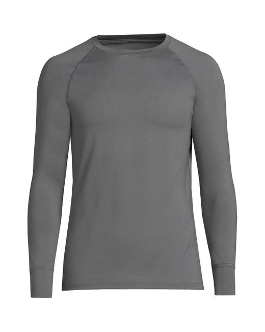 Lands' End Gray Stretch Thermaskin Long Underwear Crew Base Layer for men