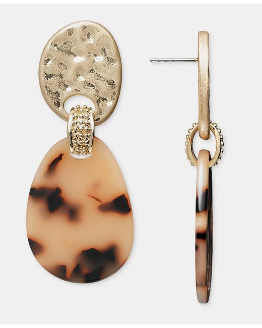 Style & Co. Metallic Tortoise-shell-disc Linear Drop Earrings