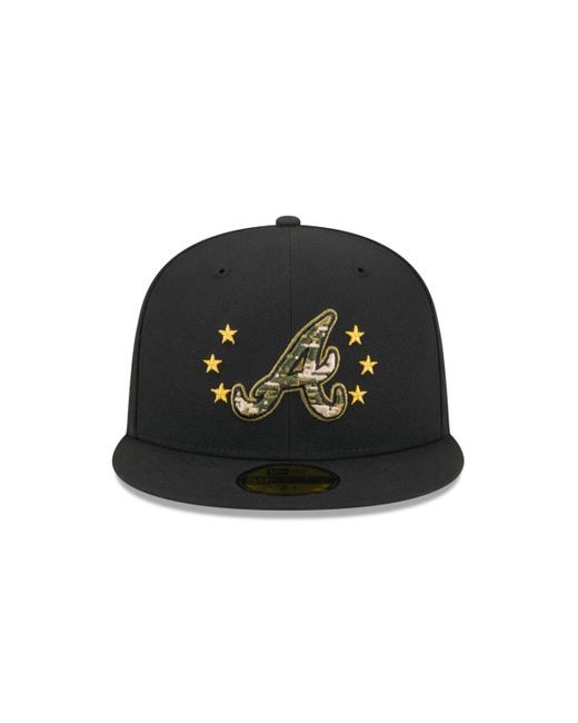 KTZ Black Atlanta Braves 2024 Armed Forces Day On-field 59fifty Fitted Hat for men